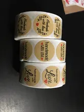Pegatinas de papel Kraft Natural hechas a mano para embalaje, sello de Gracias pegatina, papelería, 500 Uds.