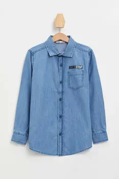

DeFacto Casual Boy Long Sleeve Shirt Kids Lapel Denim Loose Tops Boys Fashion Comfort Jean Shirts Autumn Blue - J5043A618AU