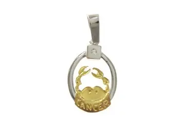 

Pendant Zodiac cancer horoscope two-tone gold and cubic zirconia