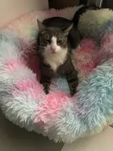 Cama de perro caliente de lana ronda perro perrera casa larga felpa invierno mascotas camas para perros medianos grandes perros gatos cojín del sofá suave esteras