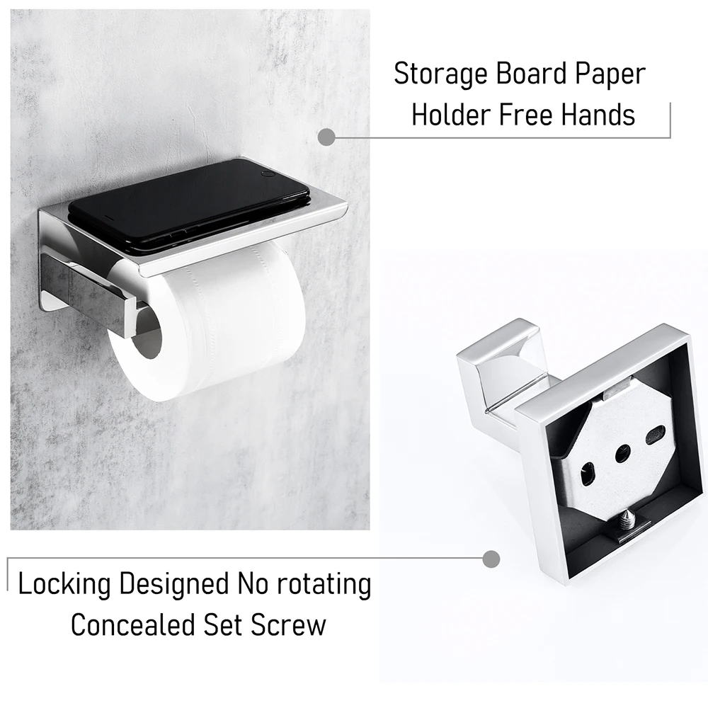 Bathroom Hardware Accessories Bathroom Hardware Set Silver WC Accessories Toilet Paper Holder Wall Hook Towel Bar Robe Hanger Rack Stainless Steel