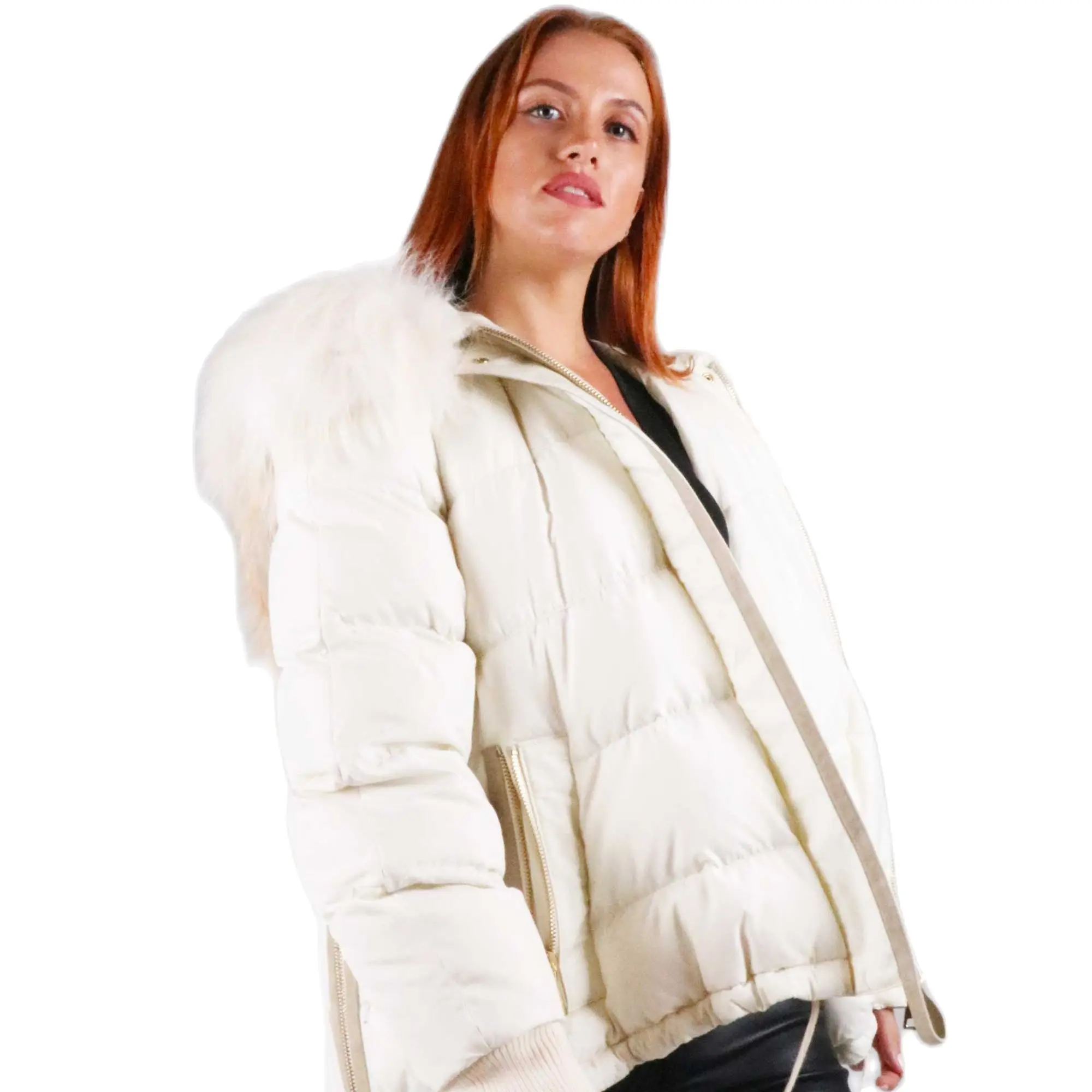 

woman fur coat jacket real fur coatsoft rex furhoodie, real fox furpuff fabric Goose Downclosing zipper,special model