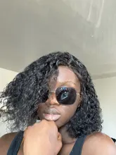 Pelucas de cabello humano malayo para mujeres negras, Bob corto de cabello humano rizado con cierre de encaje 4x4, prearrancado con pelo de bebé