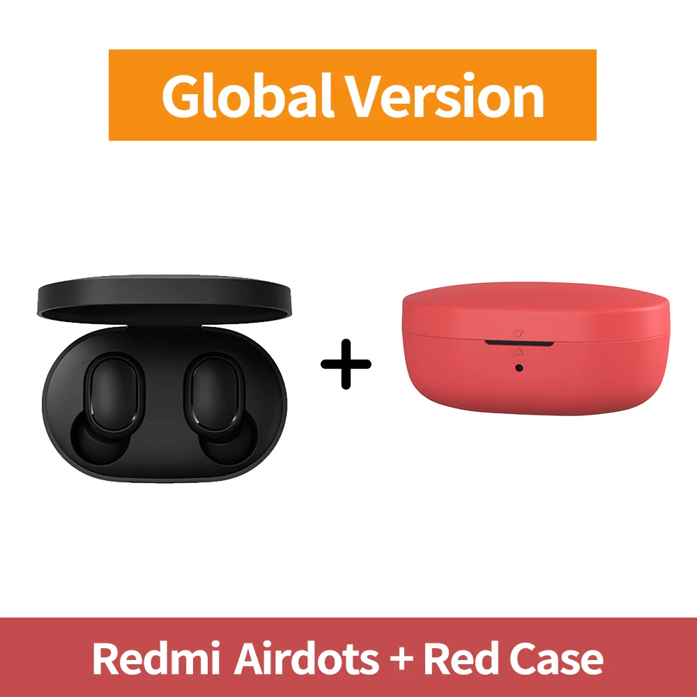 Оригинальные наушники Xiaomi Redmi Airdots беспроводные наушники Голосовое управление Bluetooth 5,0 шумоподавление управление IPX4 - Цвет: GN Add Red Case