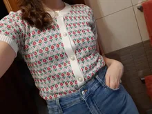 Woherb-suéteres de moda para mujer, suéter corto Floral, Tops finos, cárdigan de punto Vintage holgado, botonadura única, ropa coreana