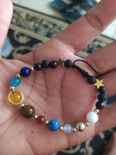 Universo ocho planetas cuentas brazaletes y pulseras de joyería de moda Natural Sistema Solar pulsera para las mujeres o los hombres de Navidad