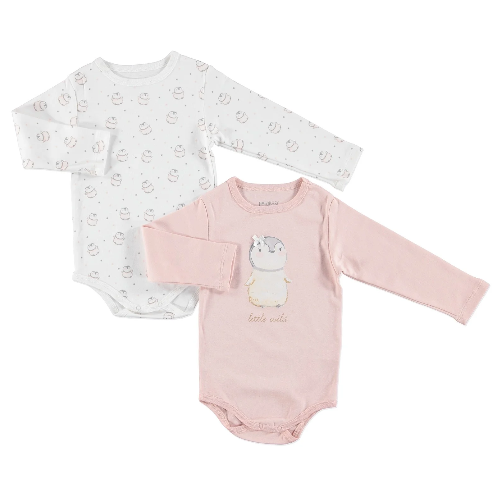 Ebebek HelloBaby/боди с длинными рукавами и рисунком пингвина для малышей| |