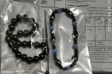 Pulsera de Metal elástica para hombre y mujer, brazalete redondo de piedra natural negra para la pérdida de peso, terapia magnética, hematita, moda