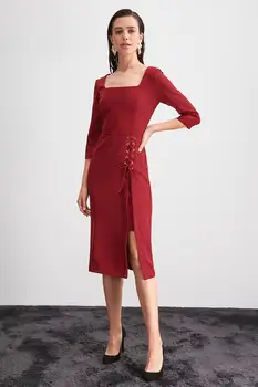 

Trendyol Burgundy Bird Eye Detail Dress TWOAW20EL1158