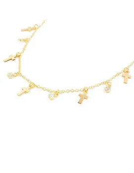 

Necklace Golden Silver mini crosses with zircons