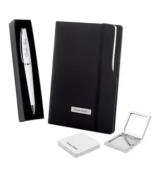 

Personalized Metal Pen-Black Hardcover Notebook-Stylish Mirror