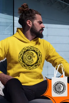 

Angemiel Wear Motif Moon And Stars Yellow Men 'S Hooded Sweatshirt Bags Kombin