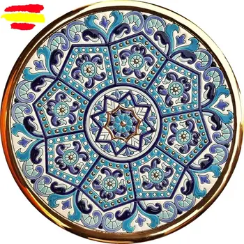 

Dish Ceramics 29 cm/11,4 inch diameter-Spainish-glazed Ceramics made up handmade-made in españa-oro 24 k-ARTECER