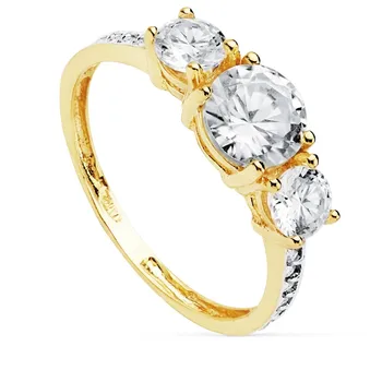 

18k solid gold ring model coffee stones zircons [AC0188]