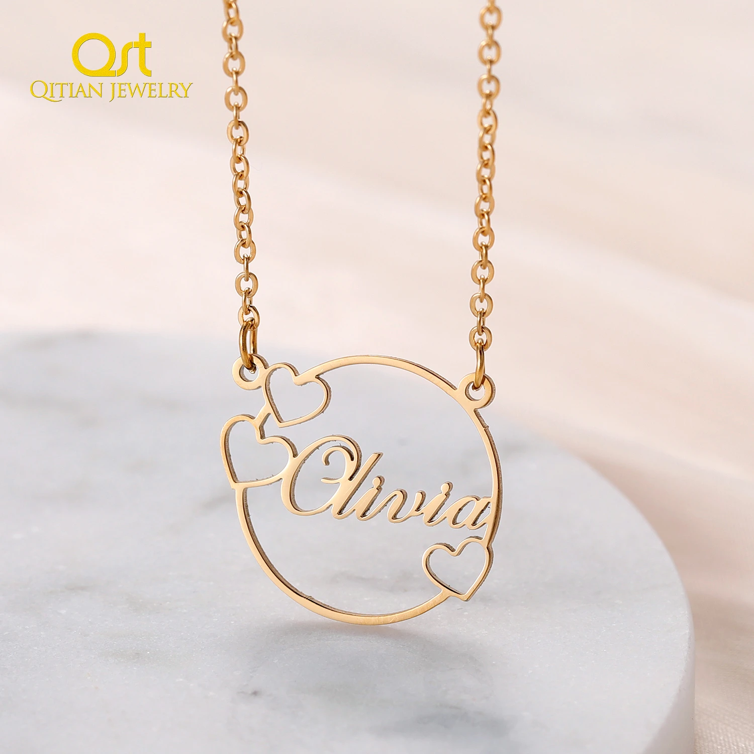 Heart Name Necklace Personalise Custom 