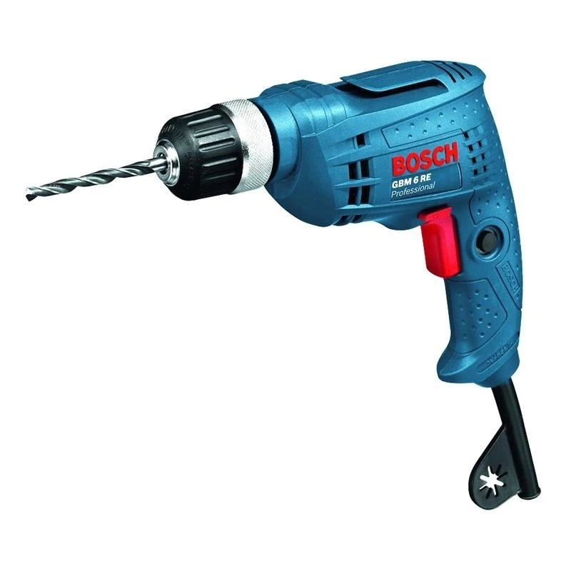 Дрель электрическая Bosch GBM 6 RE (600) (Мощность 350 Вт, 4000 об/мин, реверс, быстрозажимной патрон, регулировка скоро