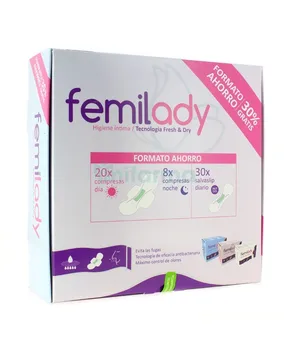 

Pack 20 Compresses Day 8 Night AND 30 Panty Liner Femilady