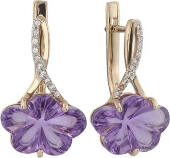 

Aloris earrings flowers with amethyst and cubic zirconia Red Gold