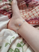 2019 nueva moda luminosa playa vientos azul estrella pentagonal borla tobillera cadena tobilleras para mujer Sandalias pies descalzos 4g