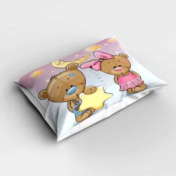 

Else Blue Pink Cute Bears Yellow Star Moon Rectangle Modern Kids Pillowcases 3d Digital Print Pillow Covers Cases for Couch Bed