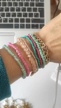 Joyería Bohemia de tejido elástico multicapa para mujer, pulseras y brazaletes con borla de hoja, brazalete envolvente con dije