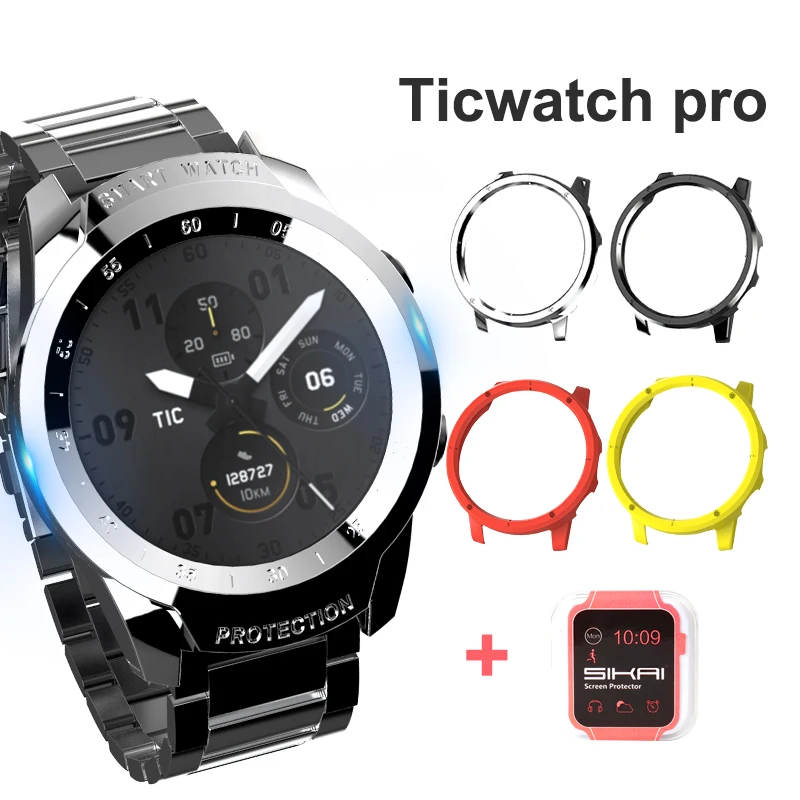 

SIKAI PC Case Cover Shell for Ticwatch pro Dial Protector Movement Case & Tempered Glass Screen Protector for ticwatch pro Watch