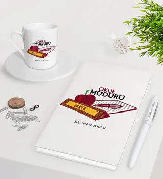 

Personalized School Director White Notebook Pen Turkish coffee Cup Seti-1