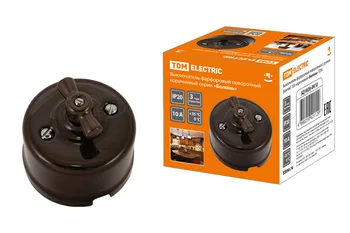 

Porcelain swivel switch with handle (bow) 10a Brown "bologna" TDM