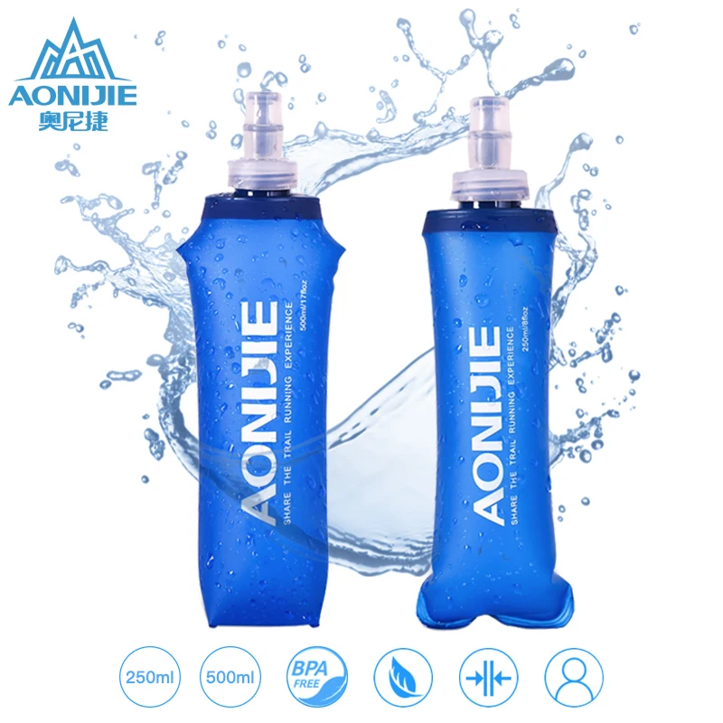 

AONIJIE Soft Flask Water Bottle Folding Collapsible Water Bags TPU Free For Running Hydration Pack Waist Bags SD09/10 250/500ml