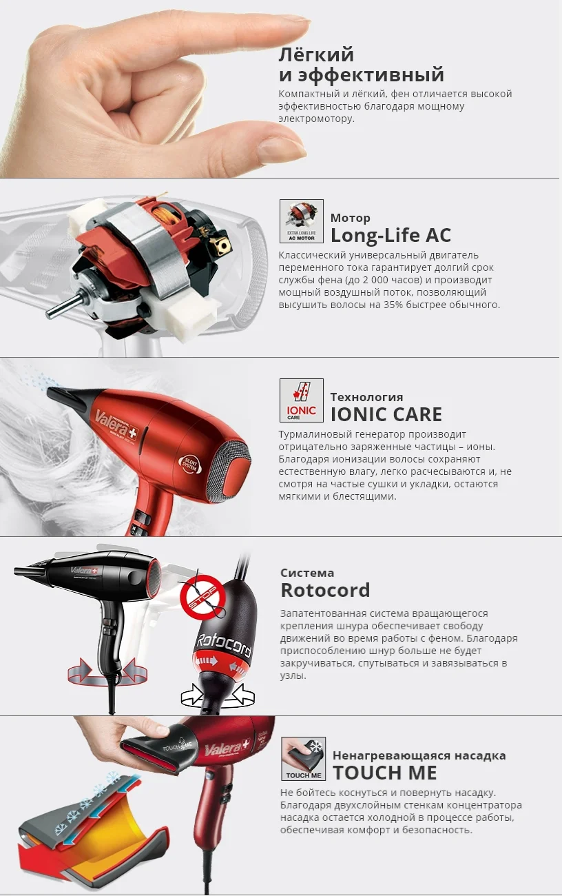 Профессиональный фен Valera Swiss Nano 9200 Ionic Rotocord(SN 9200Y RC