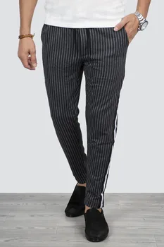 

DeepSEA Male Antracite Sweatpants Slim Fit Cotton Sports Long Pants Striped Running Exercise Joggers Streetwear Casual 2009878