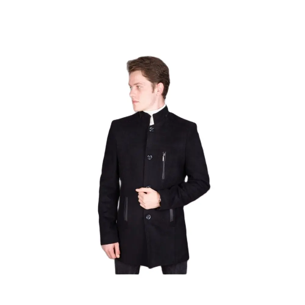Men's Leather Zipper Black Cachet Coat 2021 Autumn Winter Season Outwear High Quality SlimFit Young Style WithFrontButtonClosure