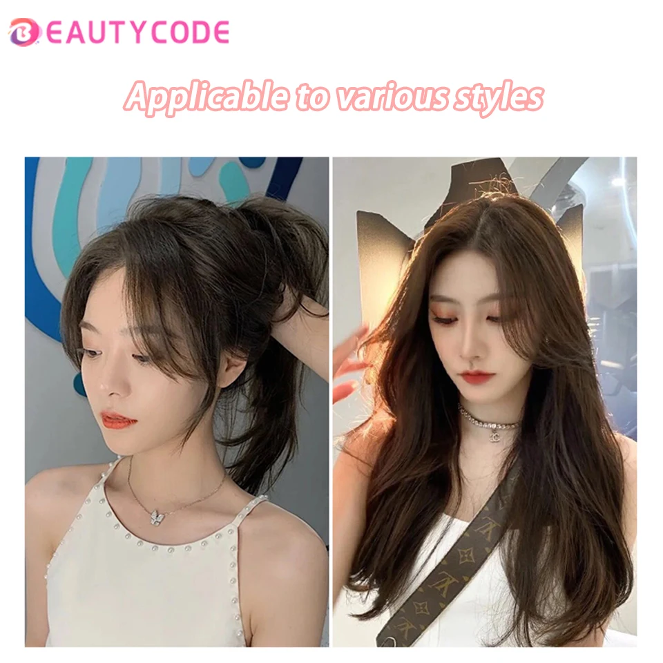 Women Fringe Clip In Hair Bangs Hairpiece Synthesis Hair Middle Part Two Sides Bang Piece Clip In Extensions synthetic bangs,synthetic hair extension