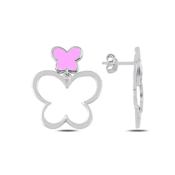 

Angemiel 925 Silver Enamel Butterfly Dangle Earrings
