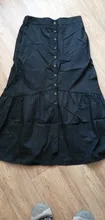 Skirt Button Pleated High-Waist-Skirt Long Ankle-Length Plus-Size Women Elegant Solid