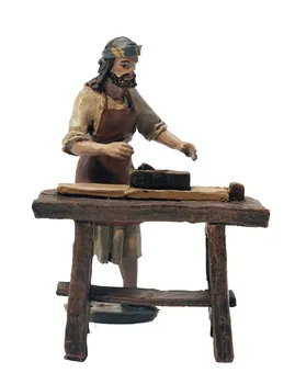 

Christmas Nativity Scene, Birth, manger, original Replica J.L.Mayo Carpenter with work bench BEL083