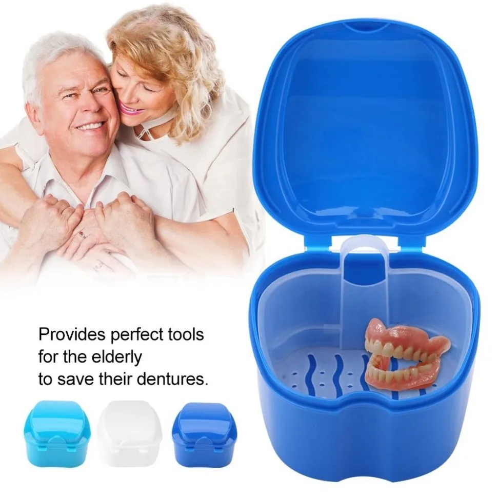 

1PCS High Quanlity Denture Box Plastic Denture Bath Case Denture Container False Teeth Storage Box with Basket Net Holder