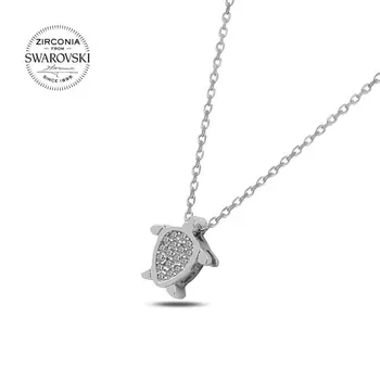

Angemiel 925 Silver Swarovski Zirconia Gemstone Turtle Necklace