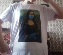 Female Mask Graphic t-Shirt 90s-Tshirt Funny Mona Lisa Vintage Korean Women Top-Tees