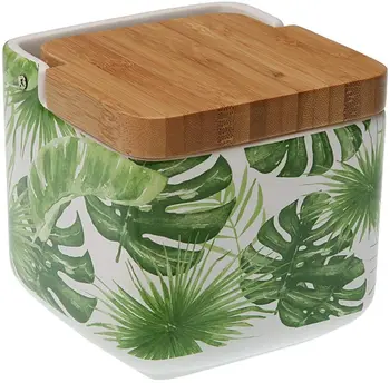 

Salt ceramic with bamboo lid-modern designs selection-measures: 11,7x11,8x11,2 cm