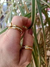 Anillo de compromiso de acero inoxidable para mujer, sortija de boda dorada, con circonita cúbica