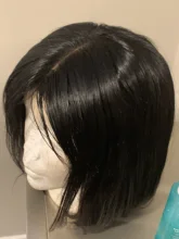 Celie Bob-Peluca de cabello humano liso con encaje frontal, postizo de pelo liso con cierre de 4x4 de densidad 150