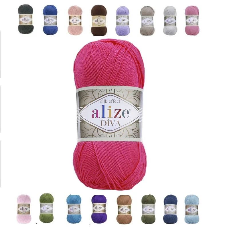 Alize Diva Yarn /summer Knitting Yarn / Bikini Yarn / Dool Making Yarn  /microfiber Acrylic Yarn / Crochet Yarn / Mercerized Yarn 