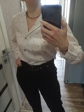 Casual Women Blouse Tops Collar Long-Sleeve Office-Work Printed Polka-Dot Fashion Ladies