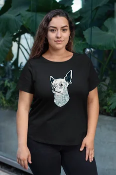 

Angemiel Wear Tattooed Yorkie Black Women Cotton Large Size T-Shirt