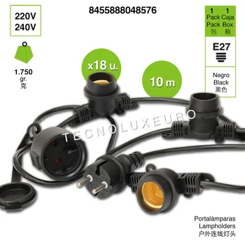 

TRONISKY LUMINOUS GARLANDS, GARLAND LIGHTS 18 LAMP HEAD 10 M CADENA DE LUZ DE GUIRNALDA IMPERMEABLE, EXTERIOR E INTERIOR