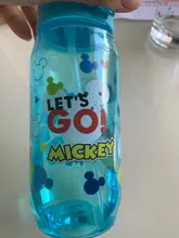 450ml de dibujos animados de Disney Mickey mouse, niños de plástico de taza paja los estudiantes agua potable chico botella a prueba de fugas nuevo