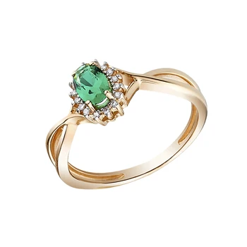 

Gold ring with emeralds and diamonds VALTERA 585 sterling silver