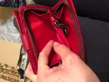 Billetera de cuero genuino para hombre y mujer, billetera pequeña Rfid, tarjetero, monedero rojo