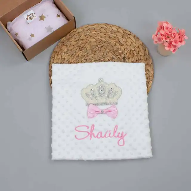 Personalized Baby Name Embroidered Blanket King Queen Babies Girls Boys